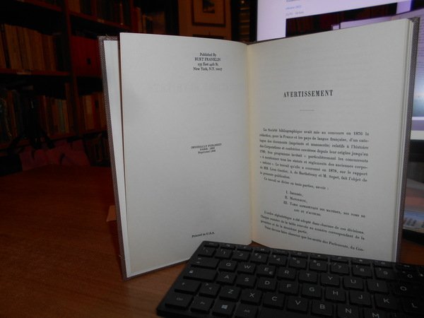 Bibliographie des corporations ouvrieres avant 1789