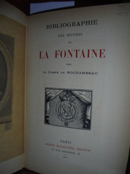BIBLIOGRAPHIE DES OEUVRES DE LA FONTAINE