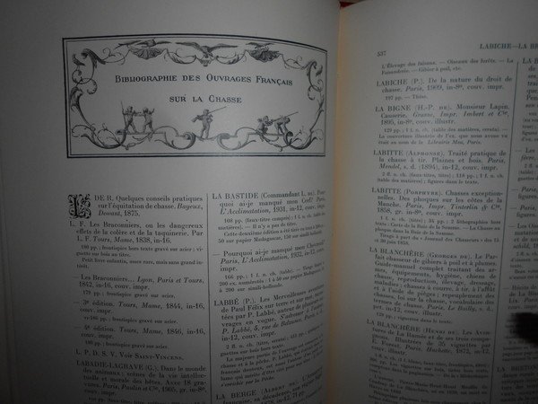 BIBLIOGRAPHIE DES OUVRAGES Français sur La Chasse. Supplément a la …