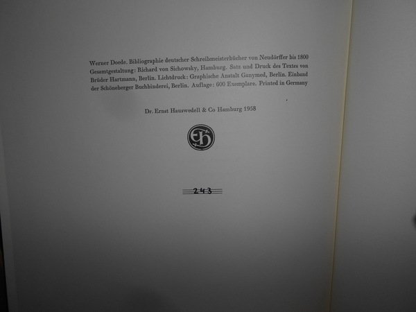 Bibliographie deutscher Schreibmeisterbücher von Neudörffer bis 1800