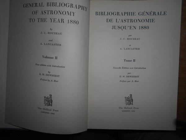 BIBLIOGRAPHIE Générale de l' Astronomie Jusqu'en 1880