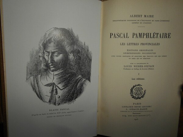 BIBLIOGRAPHIE GÉNÉRALE DES OEUVRES DE BLAISE PASCAL (5 TOMES - …