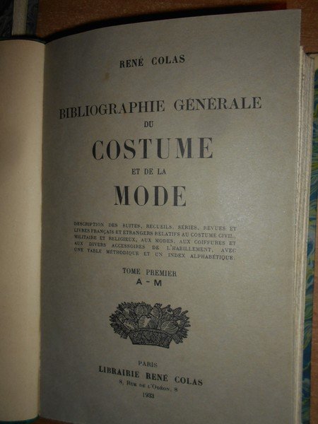 BIBLIOGRAPHIE Générale du COSTUME et de la MODE