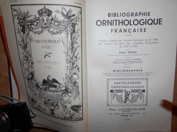 BIBLIOGRAPHIE ORNITHOLOGIQUE Française. Travaux publiès en langue française et en …