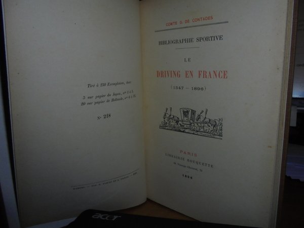 Bibliographie Sportive. Le DRIVING EN FRANCE (1547-1896).