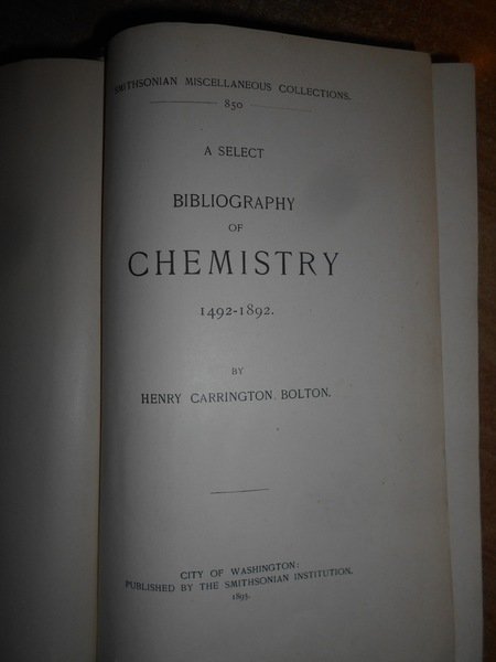 BIBLIOGRAPHY OF CHEMISTRY + supplement. (Opera completa)