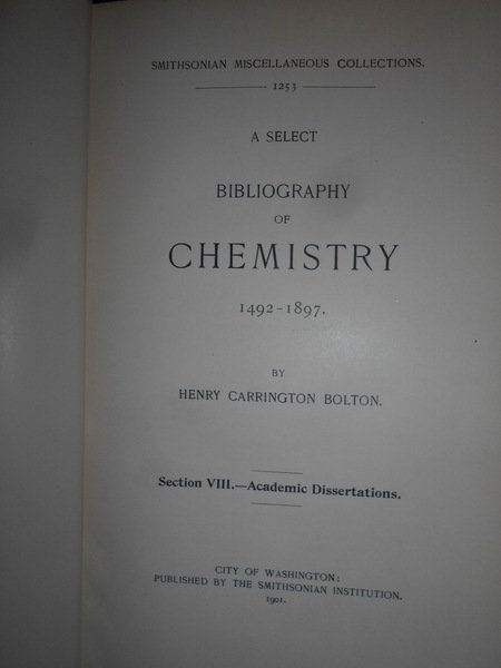 BIBLIOGRAPHY OF CHEMISTRY + supplement. (Opera completa)