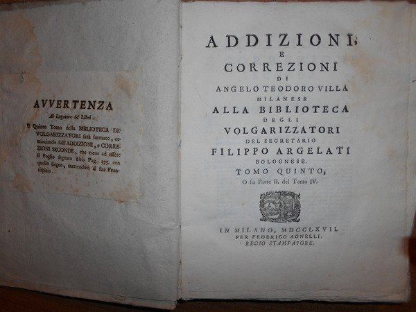 BIBLIOTECA degli Volgarizzatori, o sia notizia dall' Opere volgarizzate d' …