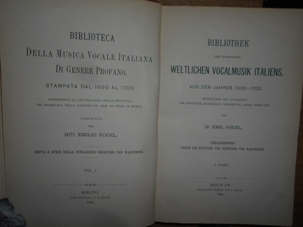 BIBLIOTECA della Musica Vocale Italiana di Genere Profano stampata dal …