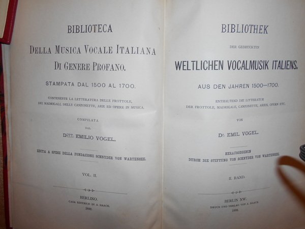 BIBLIOTECA della Musica Vocale Italiana di Genere Profano stampata dal …