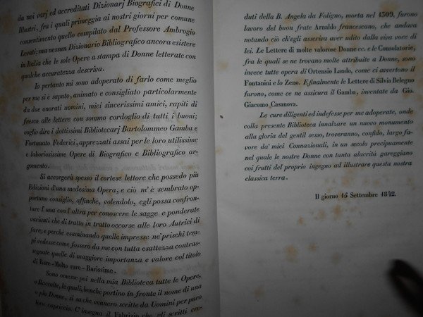 BIBLIOTECA FEMMINILE ITALIANA Raccolta Posseduta e descritta dal Conte Pietro …