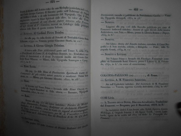 BIBLIOTECA FEMMINILE ITALIANA Raccolta Posseduta e descritta dal Conte Pietro …