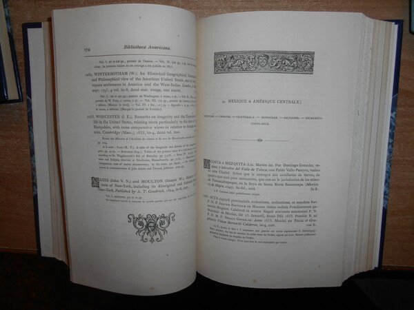 BIBLIOTHECA AMERICANA Histoire, Géographie, Voyages, Archéologie et Linguistique