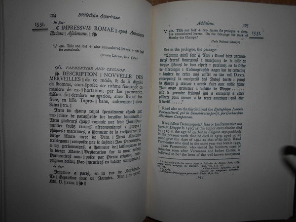 BIBLIOTHECA AMERICANA VETUSTISSIMA + Additions