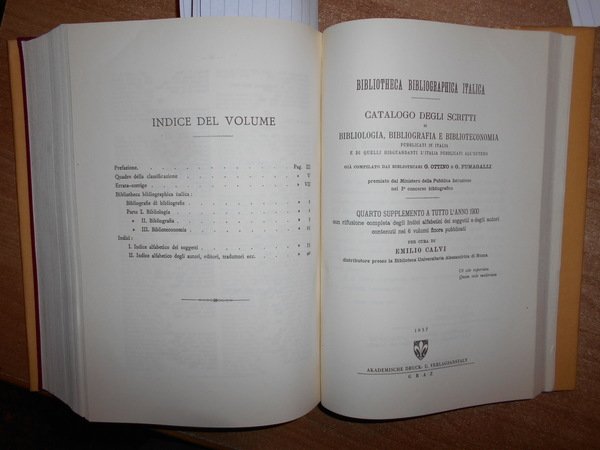 BIBLIOTHECA BIBLIOGRAPHICA ITALICA I - II - 1,2,3,4 SUPPLEMENTO 1895-1896-1896/1899-1900.