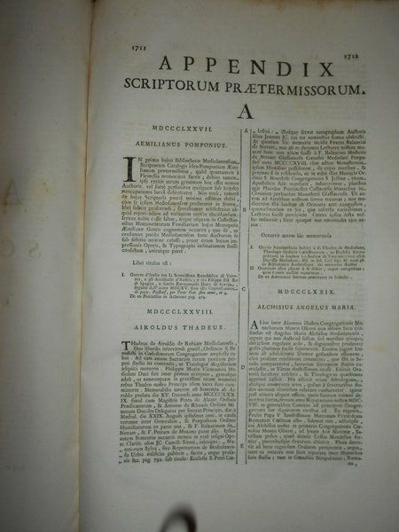 BIBLIOTHECA SCRIPTORUM MEDIOLANENSIUM. Seu Acta, et Elogia Virorum Omnigena Eruditione …