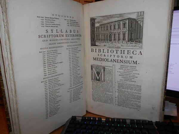 BIBLIOTHECA SCRIPTORUM MEDIOLANENSIUM. Seu Acta, et Elogia Virorum Omnigena Eruditione …