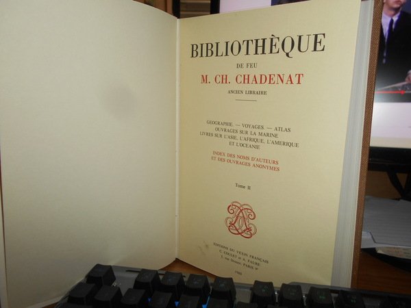 Bibliothèque de feu M. CH. CHADENAT Ancien Libraire