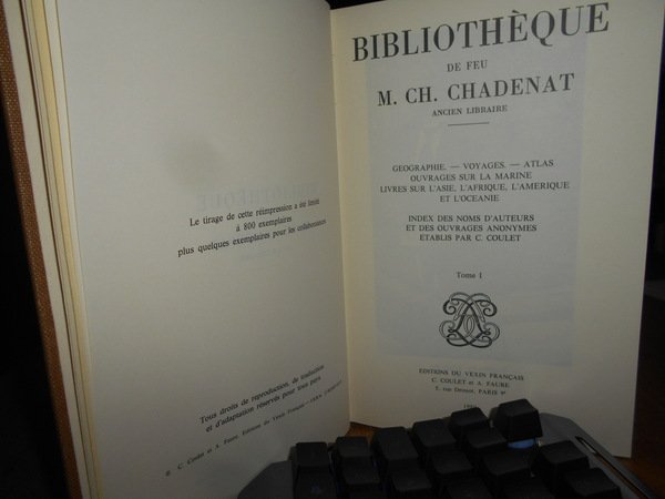 Bibliothèque de feu M. CH. CHADENAT Ancien Libraire