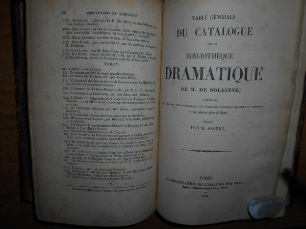 Bibliothèque DRAMATIQUE de Monsieur De SOLEINNE