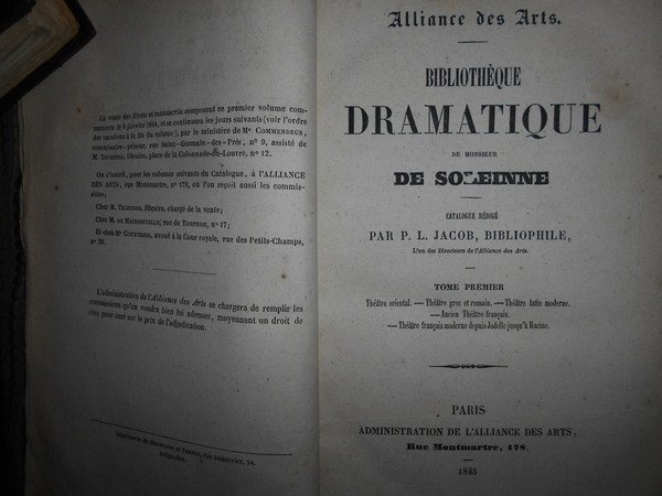 Bibliothèque DRAMATIQUE de Monsieur De SOLEINNE