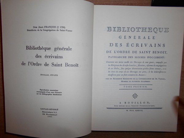 BIBLIOTHEQUE Générale des écrivains de l' Ordre de Saint Benoit