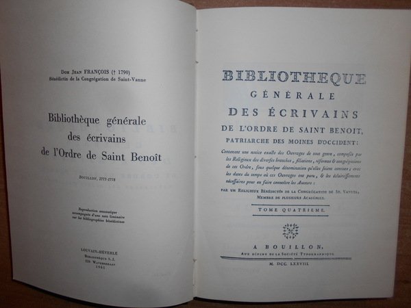 BIBLIOTHEQUE Générale des écrivains de l' Ordre de Saint Benoit