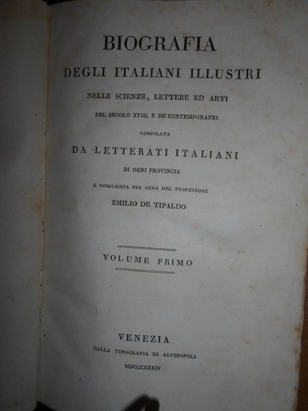 BIOGRAFIA degli Italiani Illustri nelle Scienze, Lettere ed Arti del …