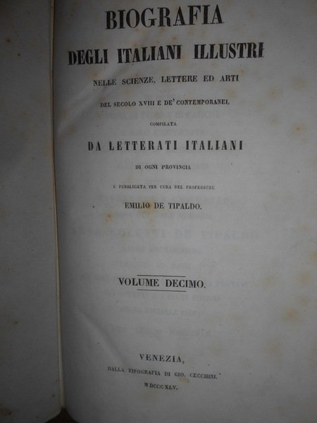 BIOGRAFIA degli Italiani Illustri nelle Scienze, Lettere ed Arti del …