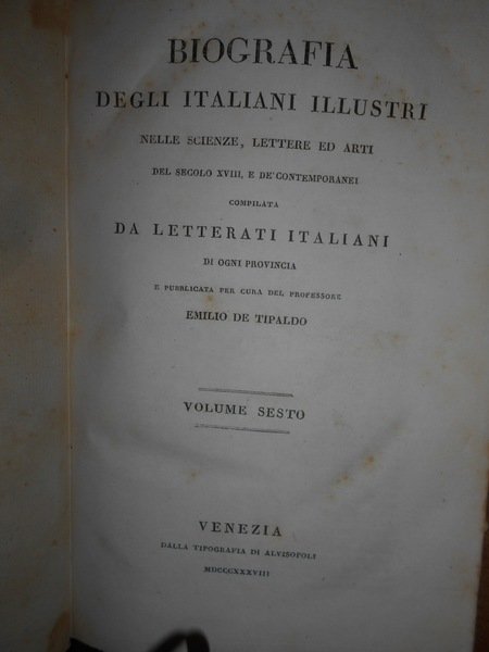 BIOGRAFIA degli Italiani Illustri nelle Scienze, Lettere ed Arti del …