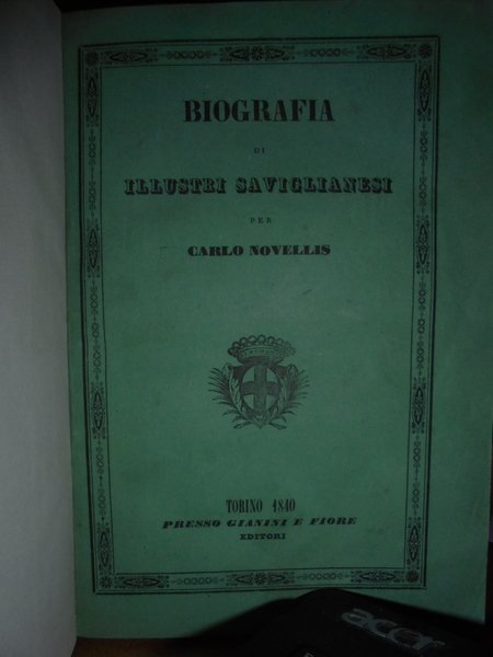 BIOGRAFIA di Illustri Saviglianesi per Carlo Novellis