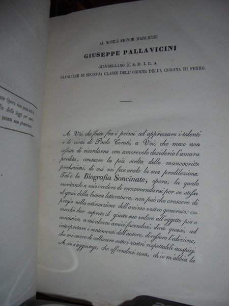 BIOGRAFIA Soncinate di Paolo Ceruti. Dedicata al Nobile Giuseppe Pallavicini