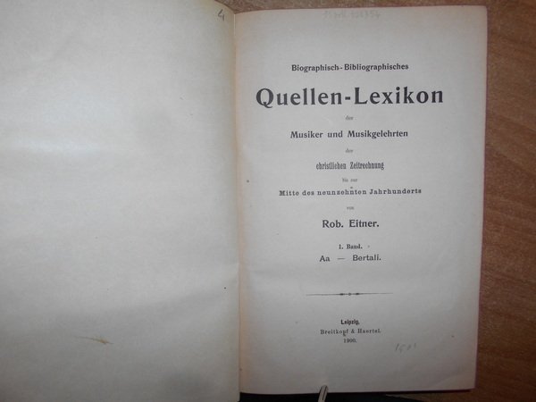 Biographisch-Bibliographisches Quellen-Lexikon der Musiker und Musikgelehrten der christlichen Zeitrechnung bis …