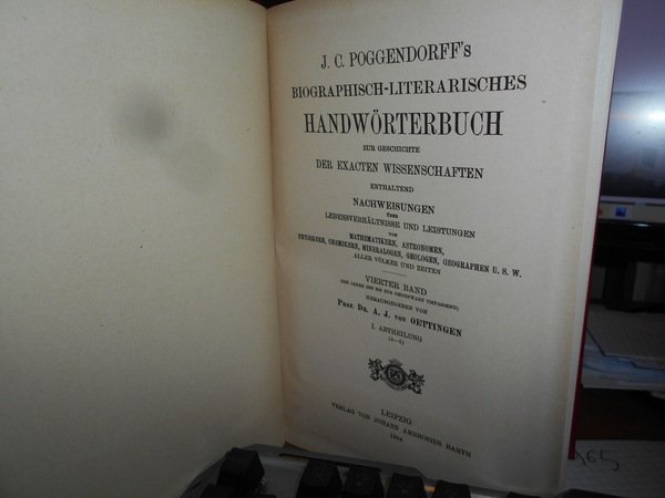 Biographisch-literarisches Handwörterbuch zur Geschichte der exacten Wissenschaften