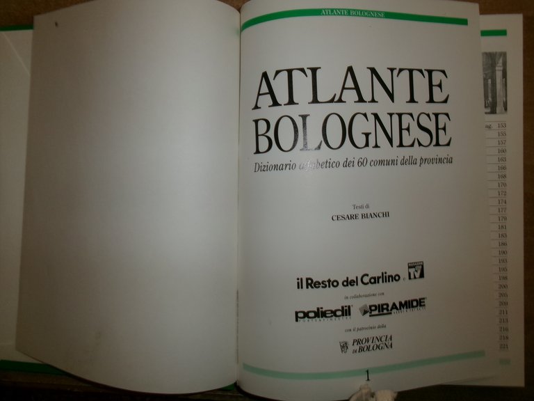 (Bologna) ATLANTE BOLOGNESE. Dizionario alfabetico dei...Testi di CESARE BIANCHI