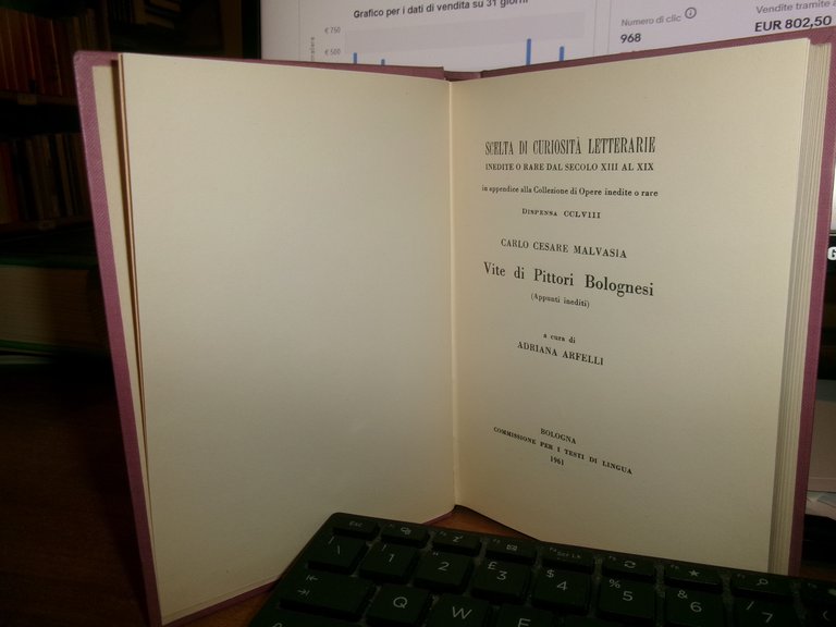 (Bologna) CARLO CESARE MALVASIA. Vite di Pittori Bolognesi (appunti inediti) …