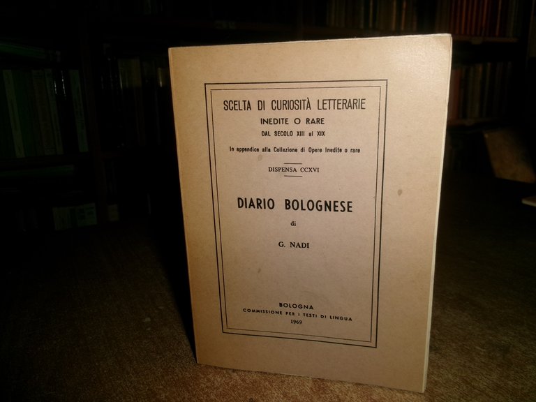 (Bologna) Diario Bolognese di Gaspare Nadi a cura di C.Ricci …