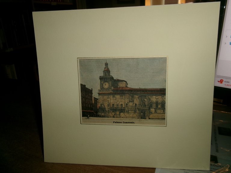 (BOLOGNA) PALAZZO COMUNALE. Stampa originale d' epoca 1887 colorata a …