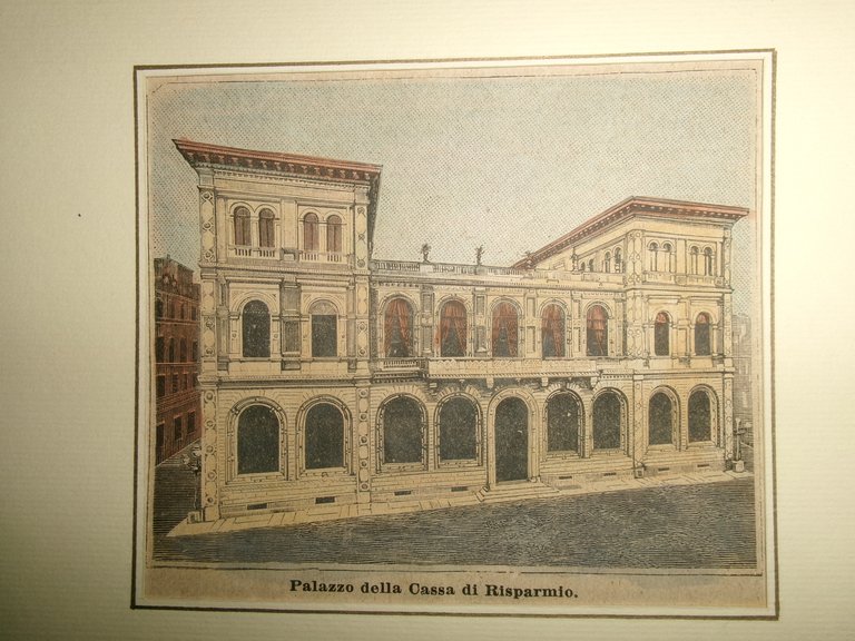 (BOLOGNA) PALAZZO della CASSA di RISPARMIO originale d' epoca 1887 …