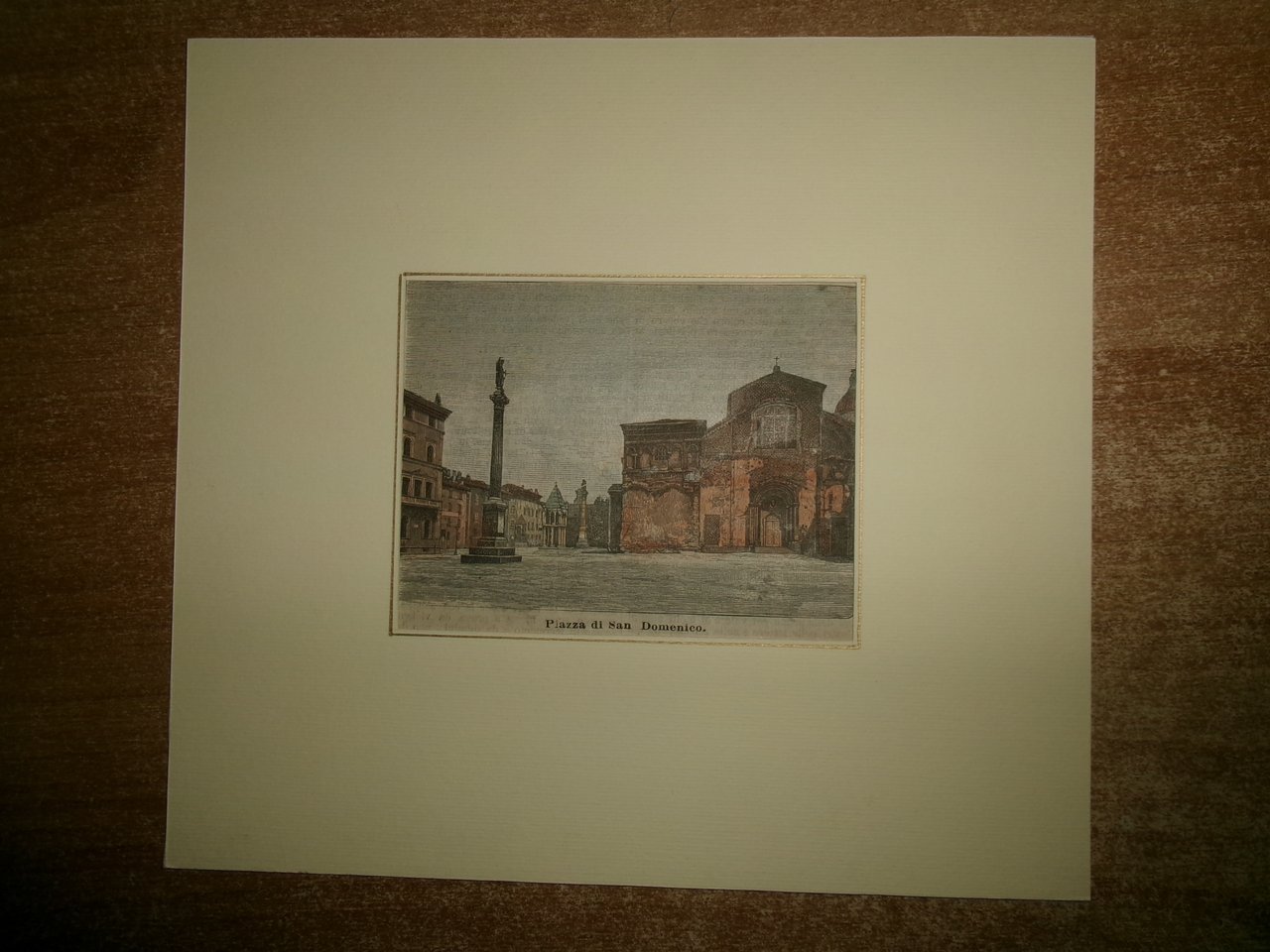(BOLOGNA) PIAZZA di SAN DOMENICO. Stampa originale d' epoca 1887 …