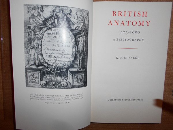 BRITISH ANATOMY 1525 - 1800 a Bibliography