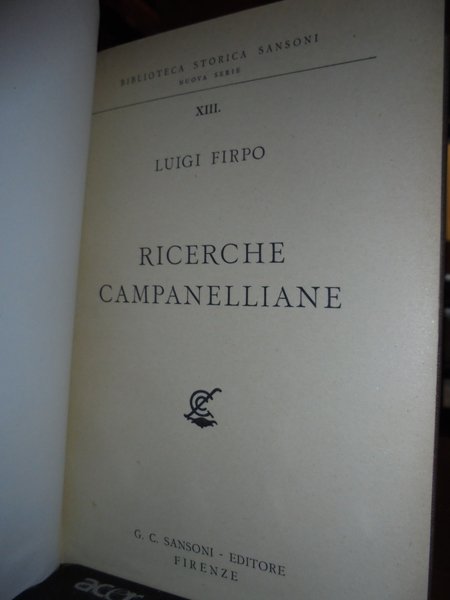 (Campanella) Ricerche campanelliane