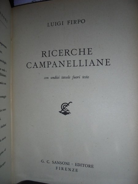 (Campanella) Ricerche campanelliane