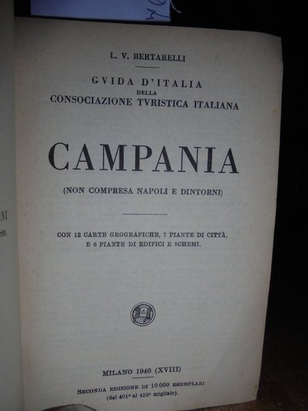 CAMPANIA (Non compresa Napoli e dintorni) Touring Club Italiano, 1940