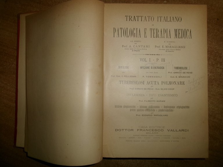 CANTANI - MARAGLIANO. Patologia e Terapia Medica. Vol. I - …