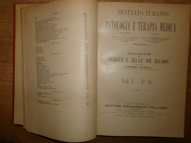 CANTANI-MARAGLIANO.TRATTATO ITALIANO DI PATOLOGIA E TERAPIA MEDICA-VOL. V. P. IV