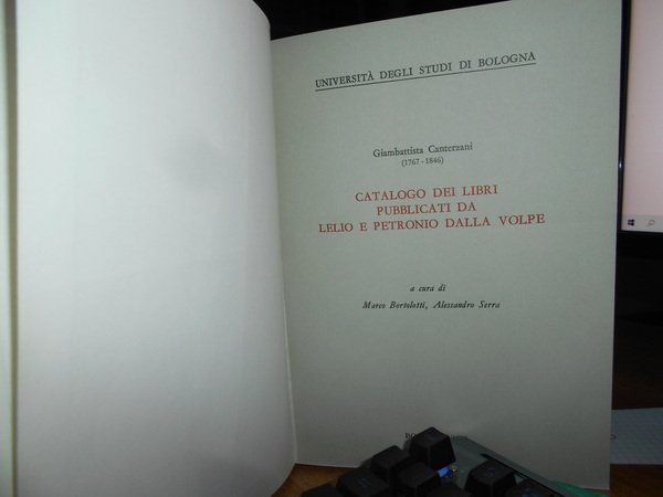 Catalogo dei Libri pubblicati da LELIO e PETRONIO DALLA VOLPE