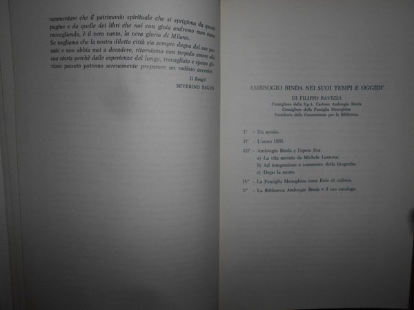 CATALOGO DELLA BIBLIOTECA AMBROGIO BINDA DELLA FAMIGLIA MENEGHINA - AMBROGIO …