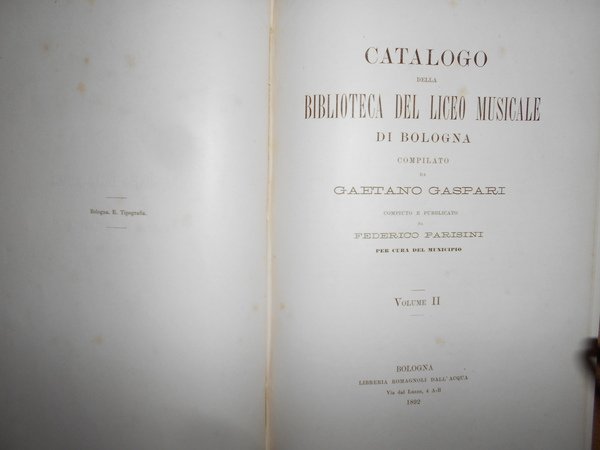 CATALOGO DELLA BIBLIOTECA DEL LICEO MUSICALE DI BOLOGNA