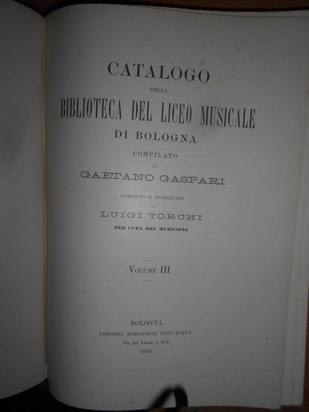 CATALOGO DELLA BIBLIOTECA DEL LICEO MUSICALE DI BOLOGNA